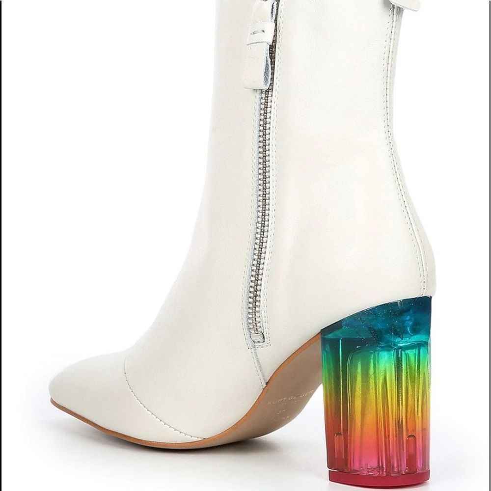 New Kurt Geiger London, the Rainbow Leather Block Heel Booties - Picture 4 of 5
